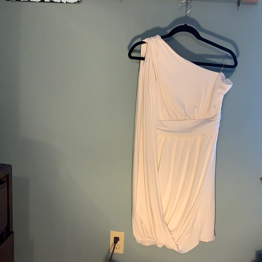 White Maggie London One-Shoulder Dress